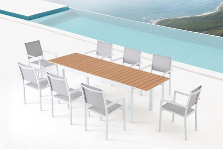 table extensible jardin 8 places aluminium bois madeira rectangle concept usine