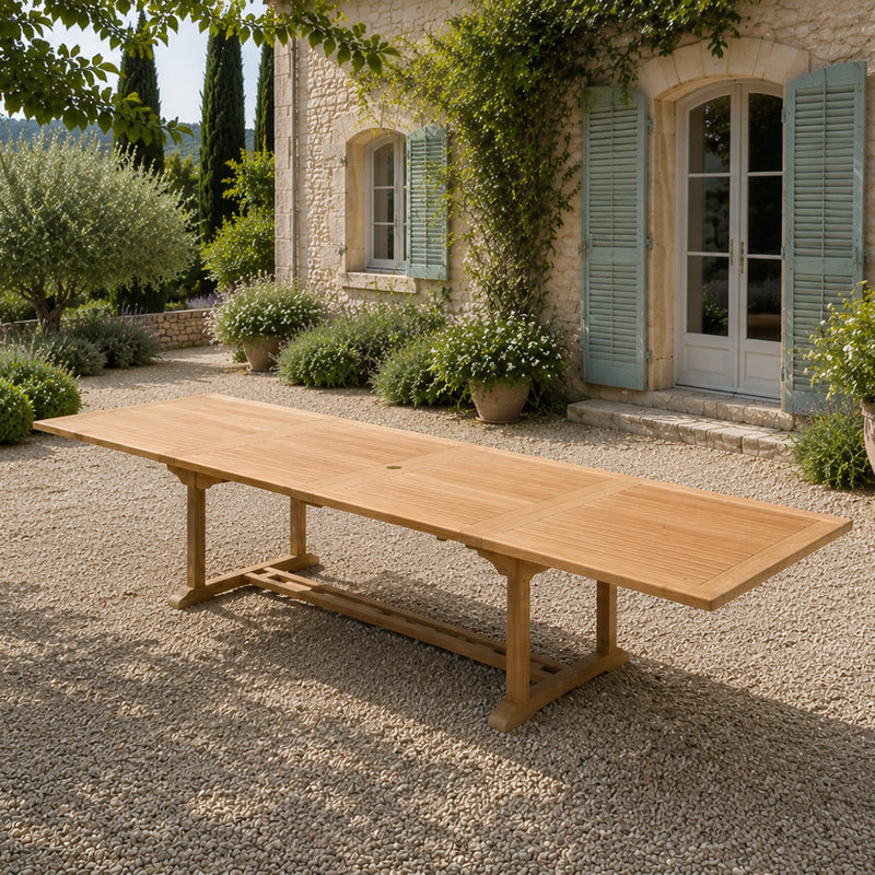 Table de jardin extensible 10-12 personnes en teck 300 cm KAJANG