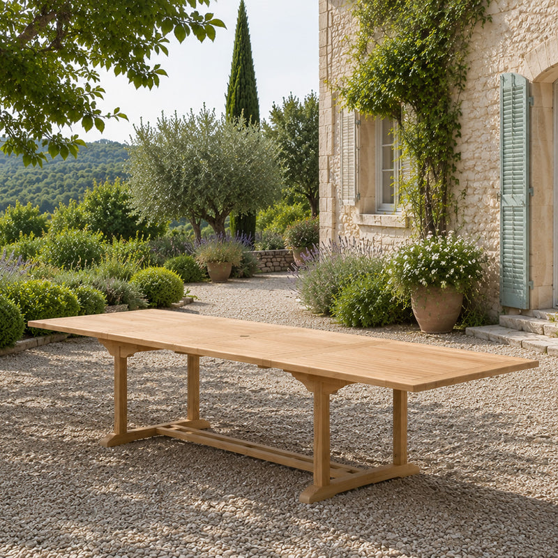 Table de jardin extensible 10-12 personnes en teck 300 cm KAJANG