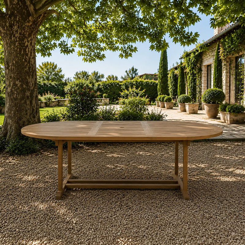 Table en teck ovale extensible 240 cm KAJANG