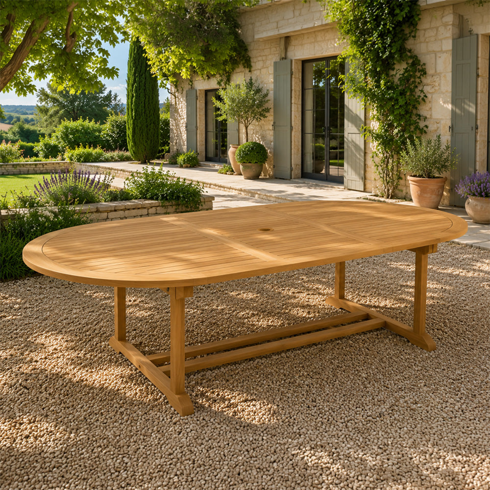 Table en teck ovale extensible 240 cm KAJANG