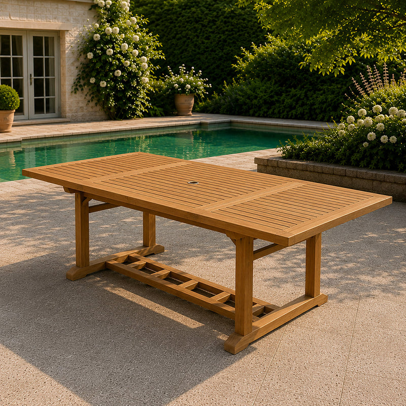 Table en teck rectangulaire extensible 170 cm KAJANG