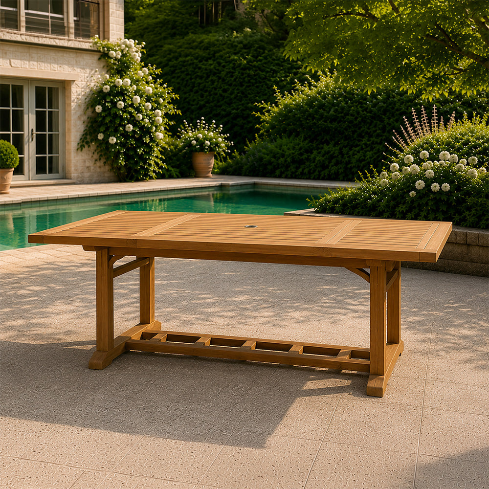 Table en teck rectangulaire extensible 170 cm KAJANG