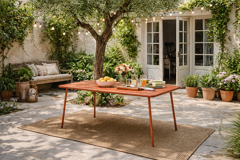 table acier bergame terracotta