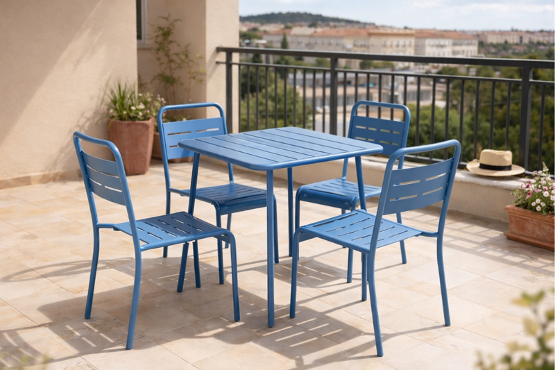 table carré bleu bergame