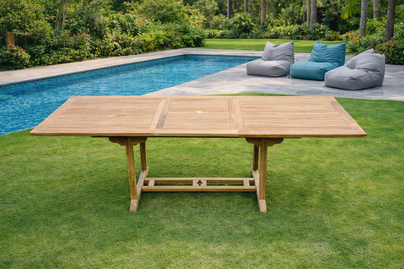 table de jardin rectangulaire en bois massif, table de jardin en teck de 8 places