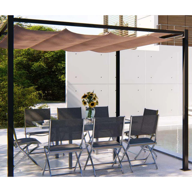 tonnelle autoportante de 3x3 m avec toile de polyester Taupe