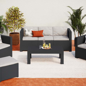 meubles de jardin en résine tressée gris anthracite design Tropéa