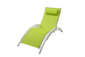 transat Vert et Blanc empilable et ajustable en aluminium et textilene 