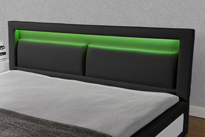 structure de lit led design 160x200 simili Noir Brixton zoom 1