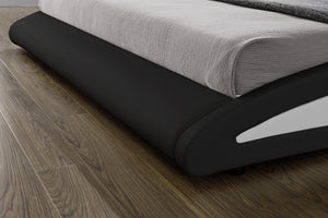 structure de lit led design 160x200 simili Noir Brixton zoom 2 