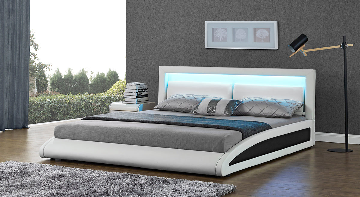 structure de lit led design 160x200 simili BlancBrixton