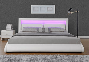 structure de lit led design 160x200 simili BlancBrixton zoom 1