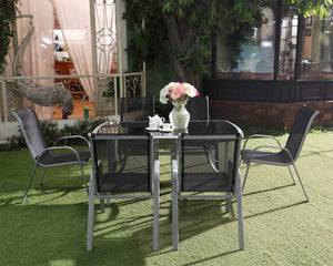 salon de jardin table en aluminium + 6 chaises en acier