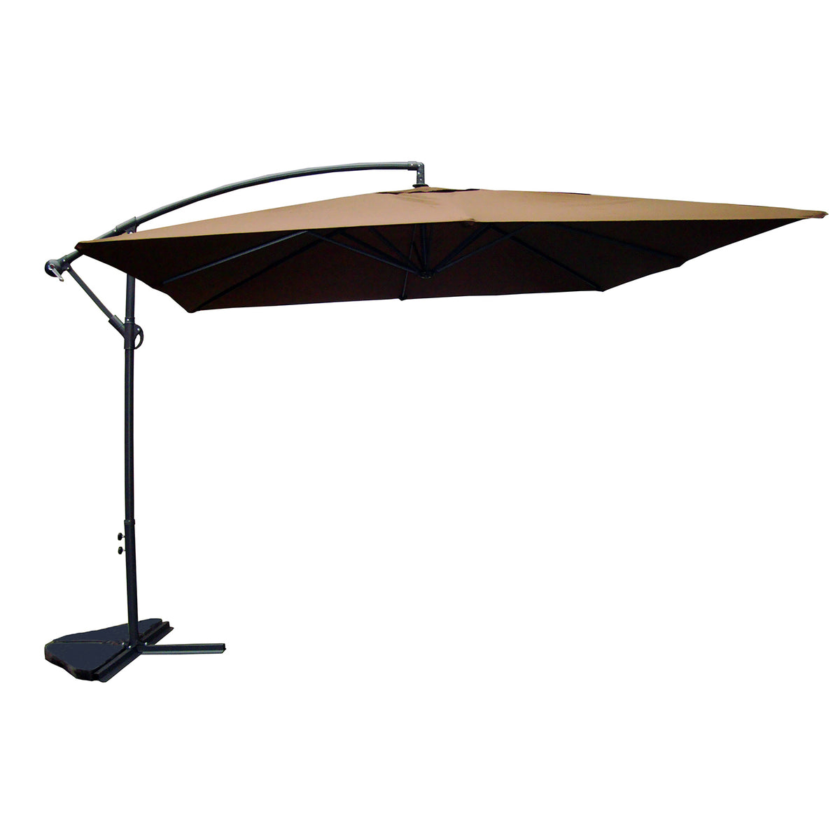 parasol déporté de 3 x 3 m Solenzara Chocolat sur fond Blanc