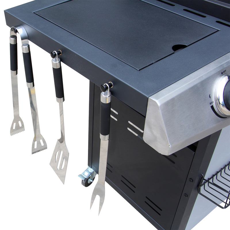 barbecue gaz 3 + 1 + plancha Noir 