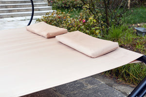transat 2 personnes avec parasol en tissu Oxford Ecru