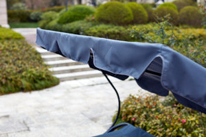 transat 2 personnes avec parasol en tissu gris
