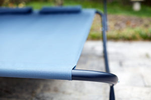 transat 2 personnes avec parasol en tissu Oxford gris