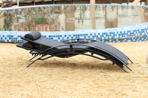 lot de 2 transats pliables et ajustables extileno Noir et Noir 