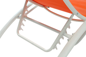 lot de 2 transats pliables et ajustables en aluminium et textilene Orange et Blanc