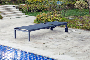 lot de 2 transats inclinables en aluminium et textilene avec roues Noir zoom 2