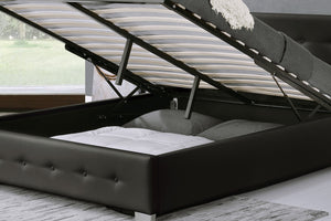 structure de lit design Newington tapizada en Noir 160x200 avec coffre de rangement zoom 4