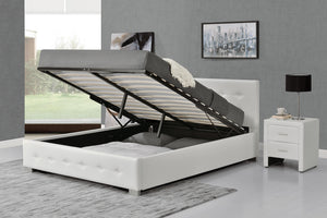 structure de lit design 140 x 190 cm Blanc avec coffre de rangement Newington zoom 1