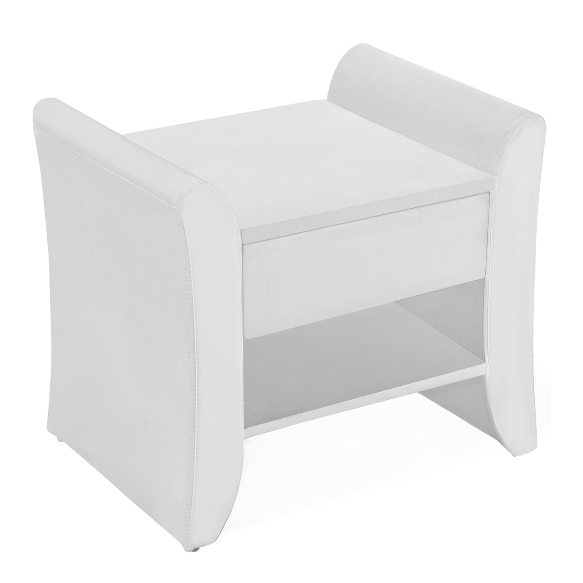 table de nuit en simili Blanc avec 1 tiroir et 1 étagère Linden