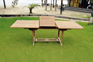 table de jardin rectangulaire en bois massif, table de jardin en teck de 8 places Kajang