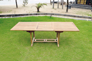 table de jardin rectangulaire en bois massif, table de jardin en teck de 8 places