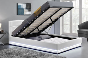 structure de lit avec rangement LED 140x190 cm Blanc New york zoom 