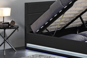 structure de lit avec rangement LED 140x190 cm Noir New york zoom 1
