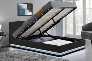 structure de lit avec rangement LED 140x190 cm Noir New york zoom 