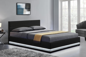 structure de lit avec rangement LED Noir New york 160x200 cm 