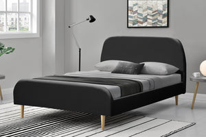 structure de lit scandinave 160x200 cm Noir avec pieds en bois Sandvik 