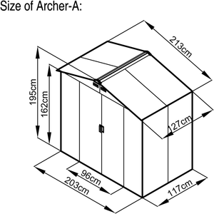 abri de jardin en acier anticorrosion gris 2,71 m² Sancy dimensiones