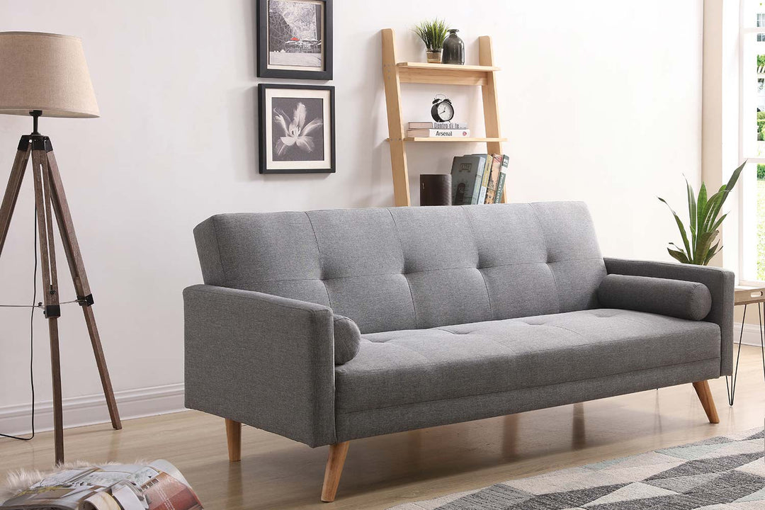 Canapé convertible 3 places en tissu gris - Wooden