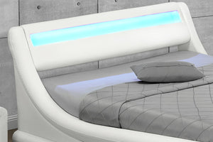 cadre de lit en simili avec coffre de rangement et LED intégrés 140 x 190 cm zoom 1 Blanc