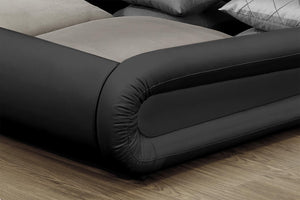 cadre de lit en simili avec coffre de rangement et LED intégrés 160 x 190 cm zoom 2 Noir 
