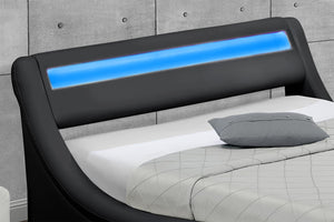 cadre de lit en simili avec coffre de rangement et LED intégrés 140 x 190 cm zoom 1 Noir 