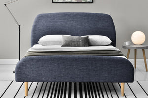 structure de lit de style scandinave Gris foncé avec pieds en bois- 160 x 200 cm