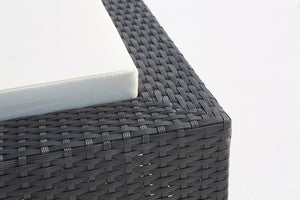 transat en résine tressée Noir avec coussin Blanc zoom 1