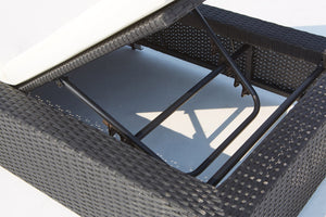 transat en résine tressée Noir avec coussin Blanc zoom 2