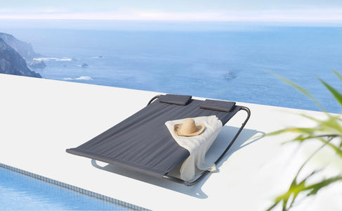 convertible de jardin et transat bascule Gris pour 2 personnes