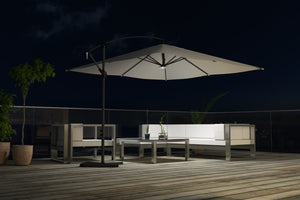 parasol déporté de 3 x 3 m avec LED Solenzara Ecru