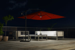 parasol déporté de 3 x 3 m avec LED Solenzara Terracota