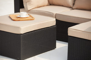 meubles modulables de jardin en résine tressée 5 places beige Milano zoom 1