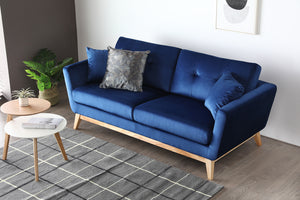 Canapé de style scandinave velours Hoga Bleu zoom 3