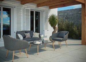 salon de jardin rotin de 4 places en résine tressée et aluminium